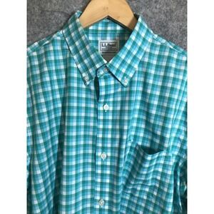 LL Bean Shirt Mens Medium Plaid Button Down Traditional Fit Kennebunk Classic